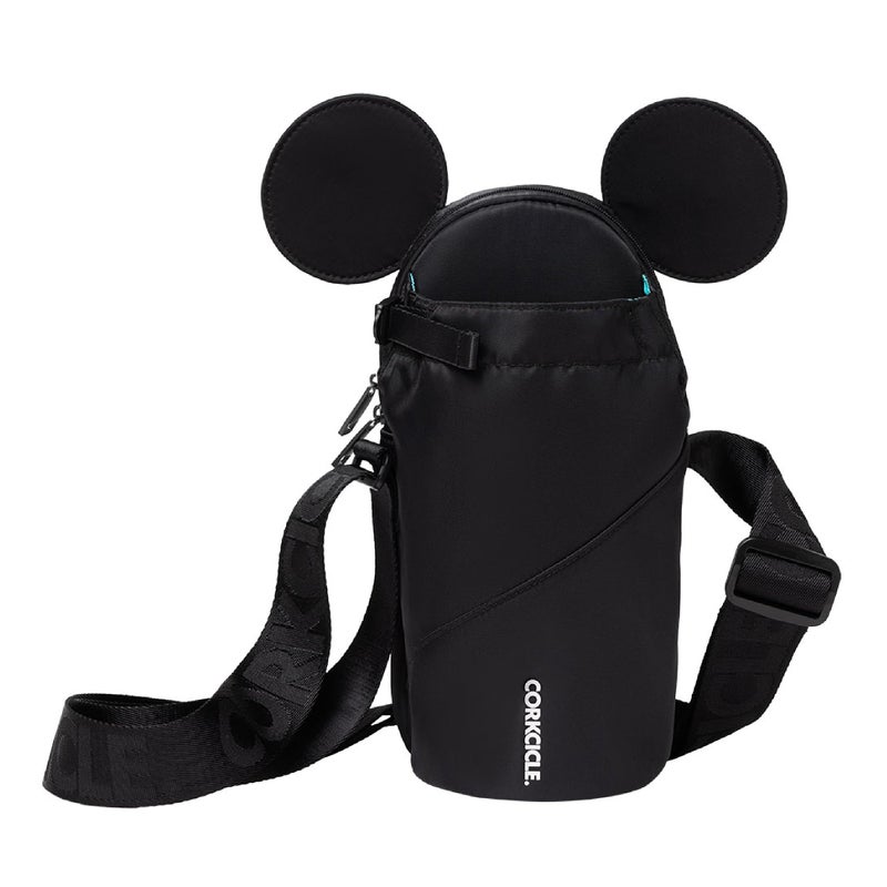 كوركسيكل حقيبة Corkcicle x Disney Minnie Mickey Mouse Ears Crossbody لزجاجة المياه باللون الأسود تناسب كوب بسعة 16-40 أونصة - عناصر آمنة في حامل زجاجة المياه مع حزام - Image 1